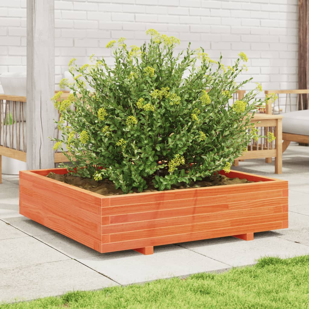 vidaXL Garden Planter Wax Brown 100x100x26.5 cm Solid Wood Pine