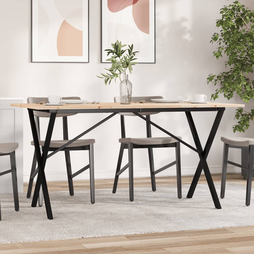 vidaXL Dining Table X-Frame 160x80x75 cm Solid Wood Pine and Cast Iron