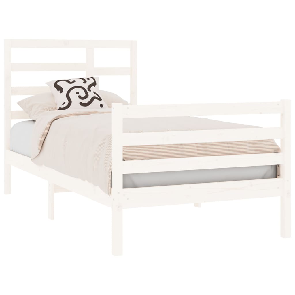 vidaXL Bed Frame without Mattress White Solid Wood 75x190 cm Small Single