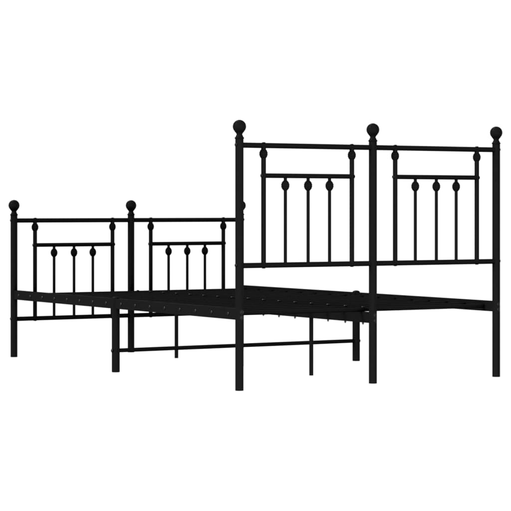 vidaXL Metal Bed Frame without Mattress with Footboard Black 135x190 cm Double