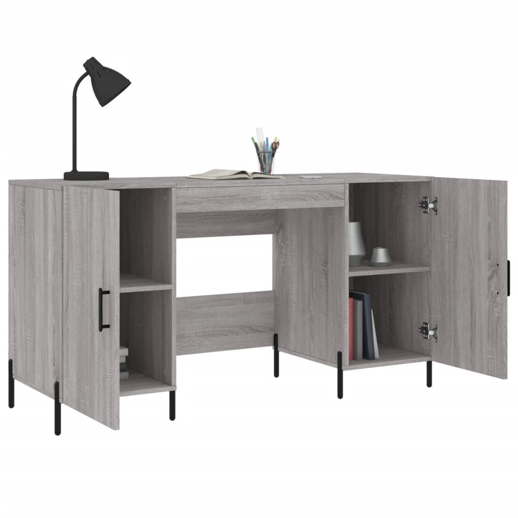 vidaXL Desk Grey Sonoma 140x50x75 cm Engineered Wood