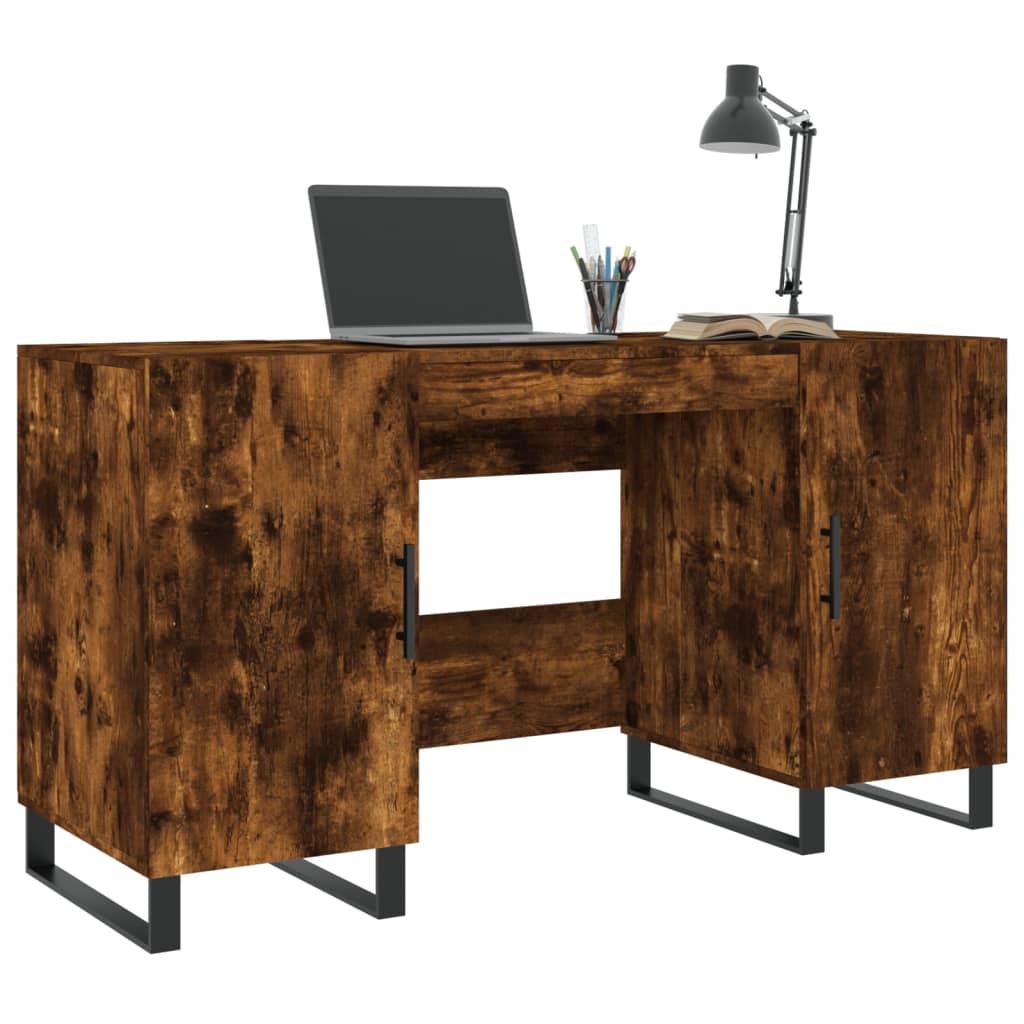 vidaXL Desk Smoked Oak 140x50x75 cm Engineered Wood