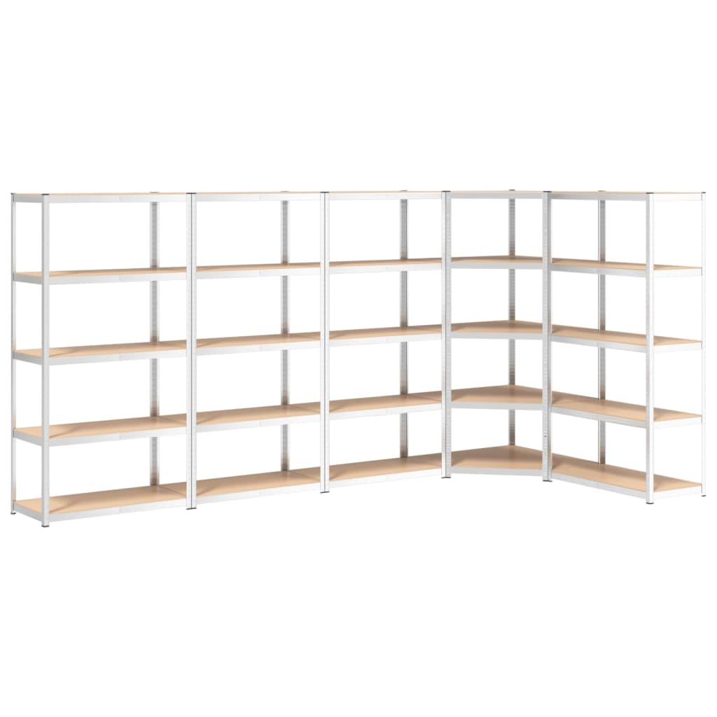 vidaXL 5-Layer Shelves 5 pcs Silver Steel&Engineered Wood