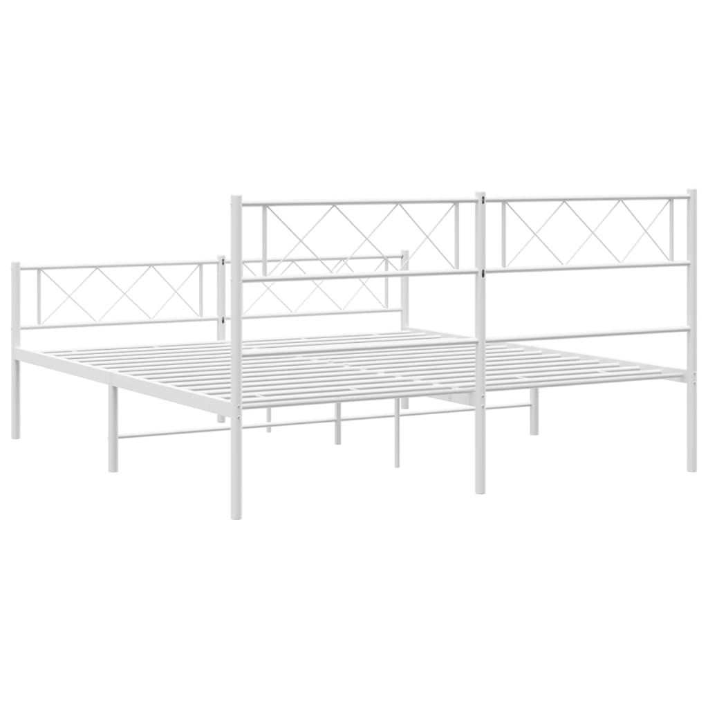 vidaXL Metal Bed Frame without Mattress with Footboard White 135x190 cm Double