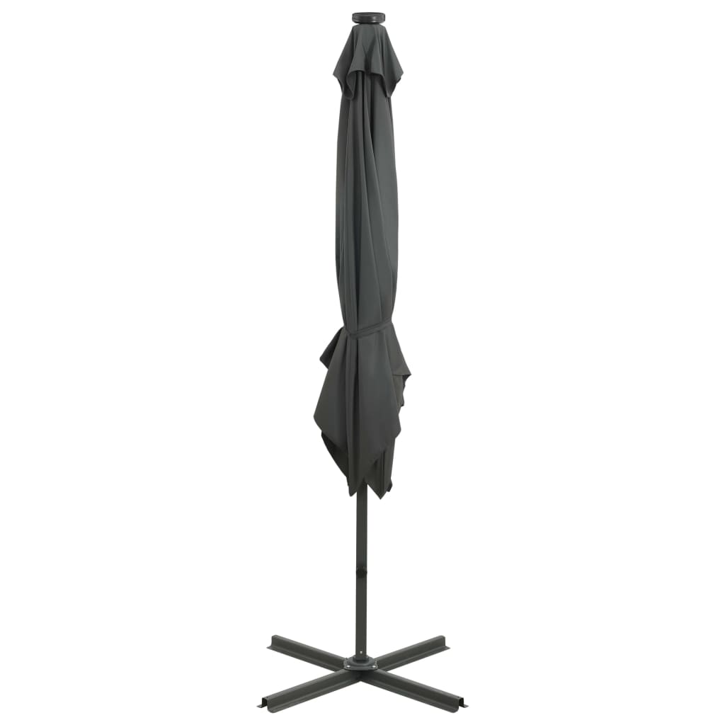 vidaXL Cantilever Garden Parasol with Pole and LED Lights Anthracite 250 cm