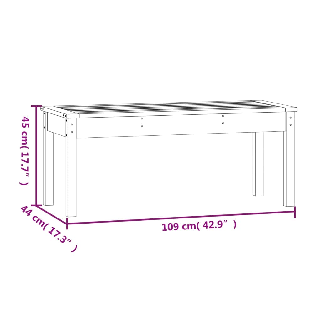 vidaXL Garden Bench 109x44x45 cm Solid Wood Pine