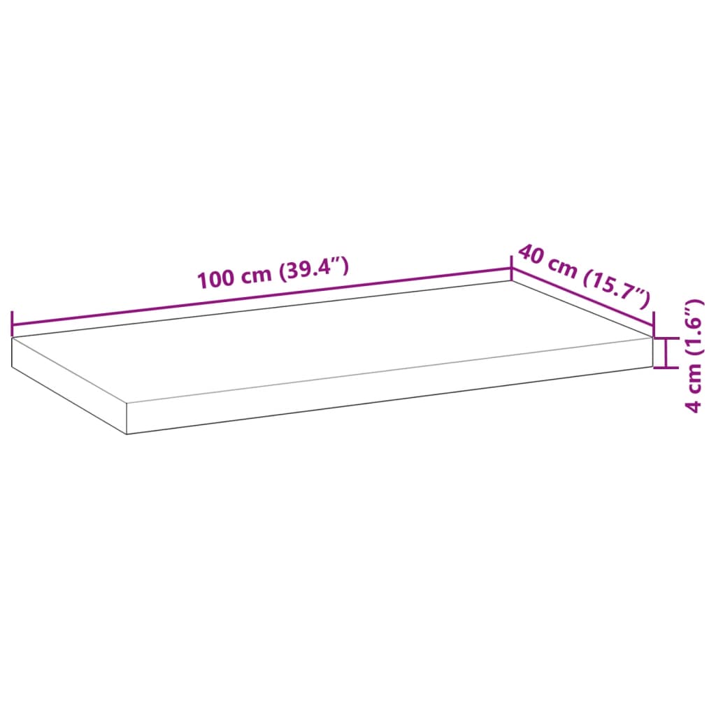 vidaXL Table Top 100x40x4 cm Rectangular Solid Wood Acacia