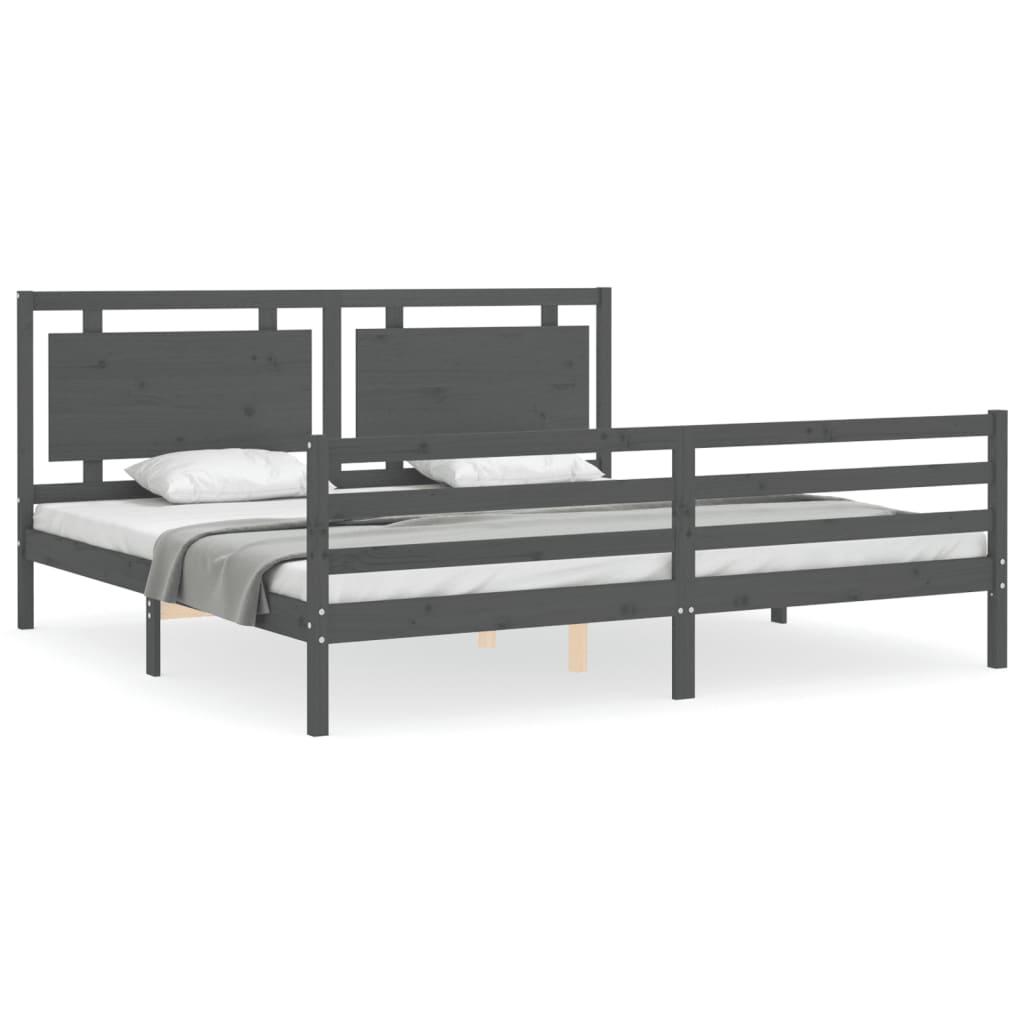 vidaXL Bed Frame without Mattress Grey 200x200 cm Solid Wood