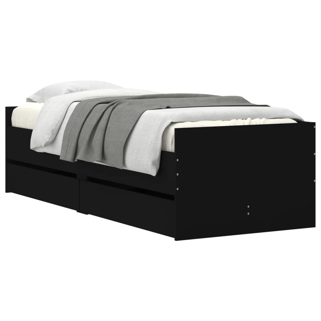 vidaXL Bed Frame without Mattress Black 75x190 cm Small Single