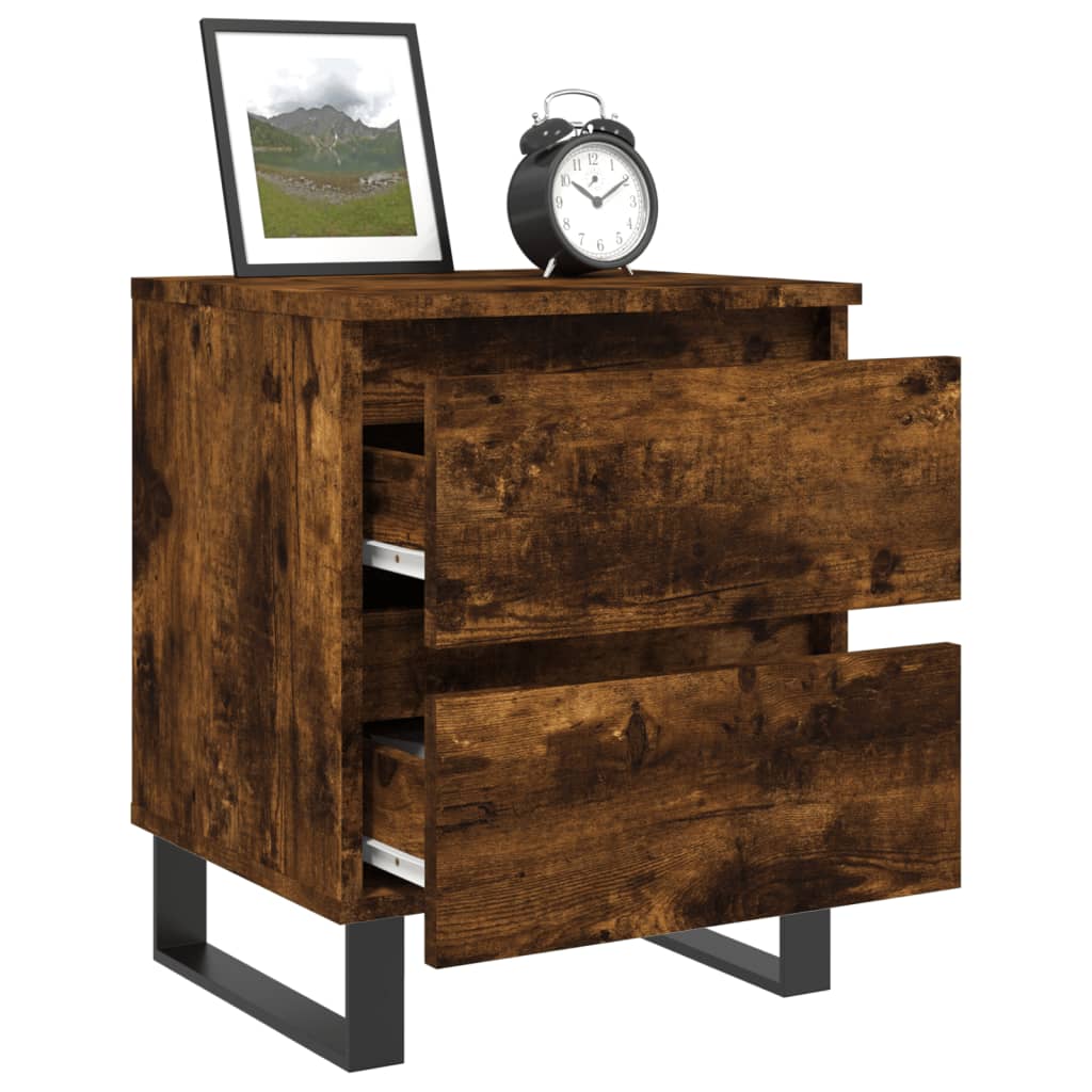 vidaXL Bedside Cabinet Smoked Oak 40x35x50 cm Engineered Wood