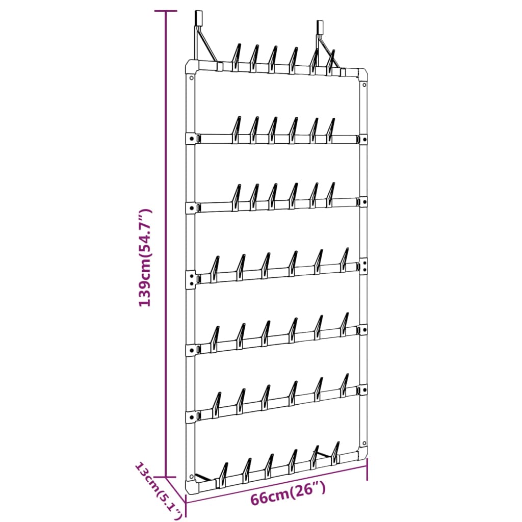 vidaXL Hanging Shoe Rack Silver 66x13x139 cm