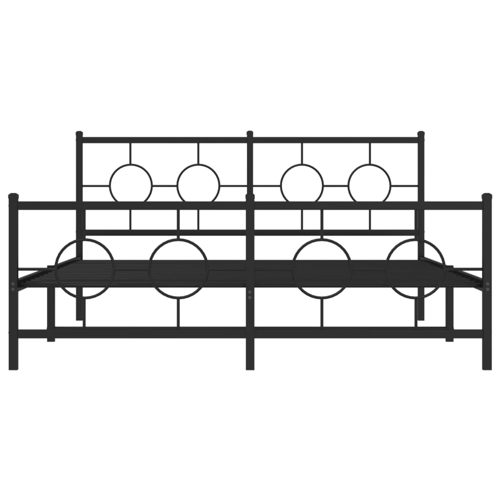 vidaXL Metal Bed Frame without Mattress with Footboard Black 150x200 cm King Size