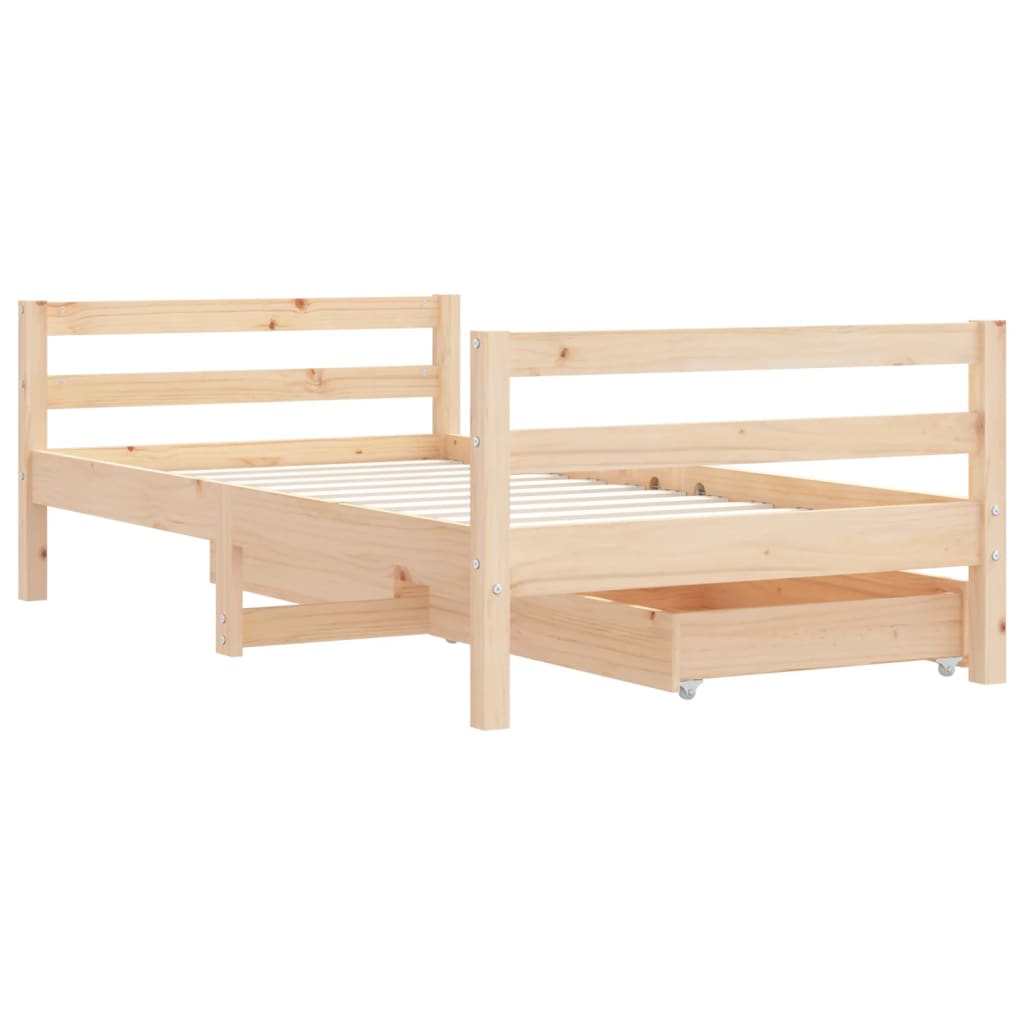 vidaXL Kids Bed Frame with Drawers 80x160 cm Solid Wood Pine