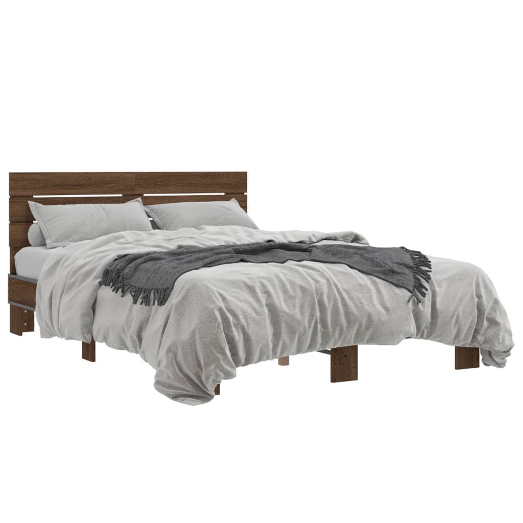 vidaXL Bed Frame without Mattress Brown Oak 135x190 cm Double