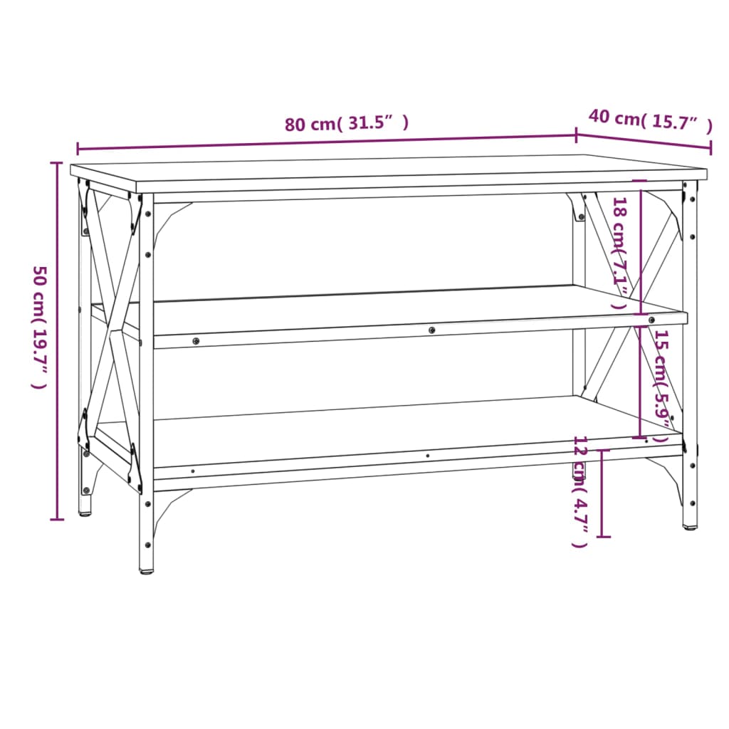 vidaXL TV Cabinet Brown Oak 80x40x50 cm Engineered Wood