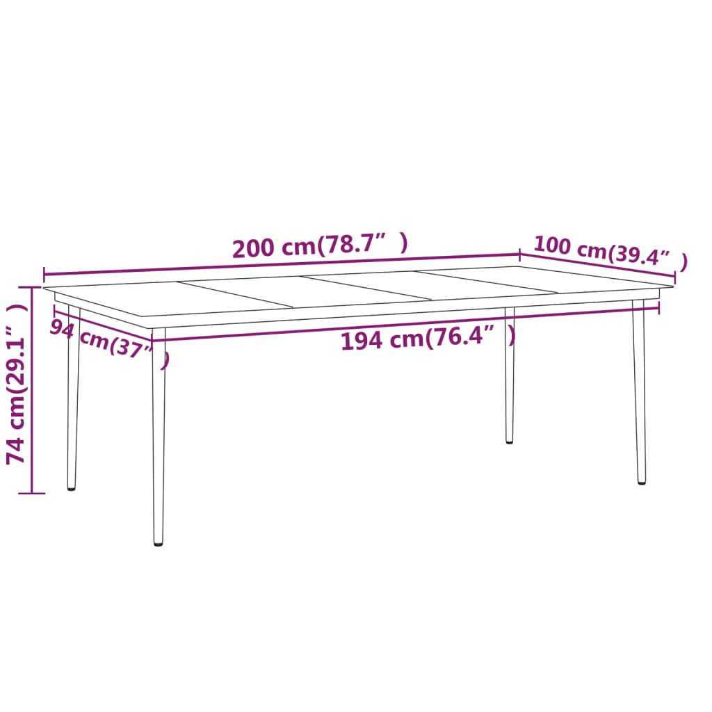 vidaXL 9 Piece Garden Dining Set Black