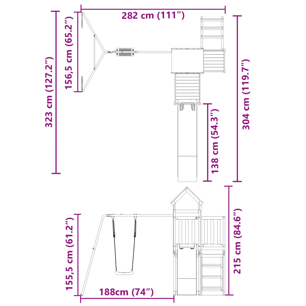 vidaXL Outdoor Playset Solid Wood Pine