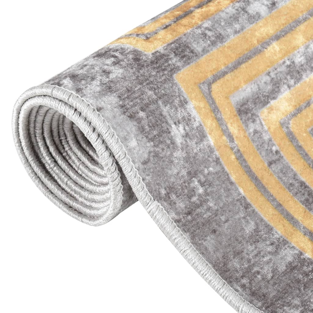 vidaXL Rug Washable Grey and Gold 150x230 cm Anti Slip