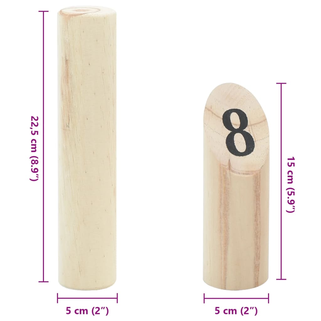 vidaXL 13 Piece Number Kubb Game Set with Carrying Bag Solid Pine Wood