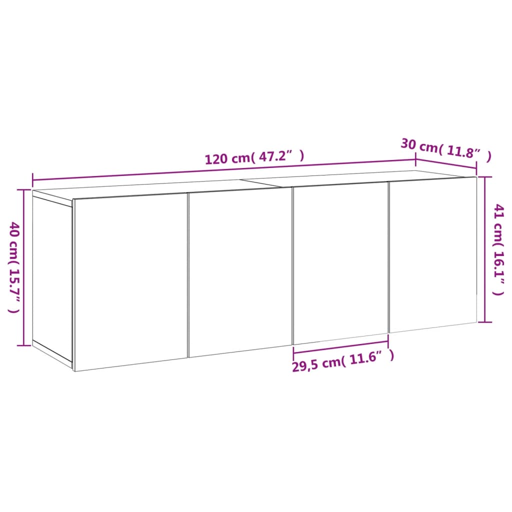 vidaXL TV Cabinets Wall-mounted 2 pcs Smoked Oak 60x30x41 cm