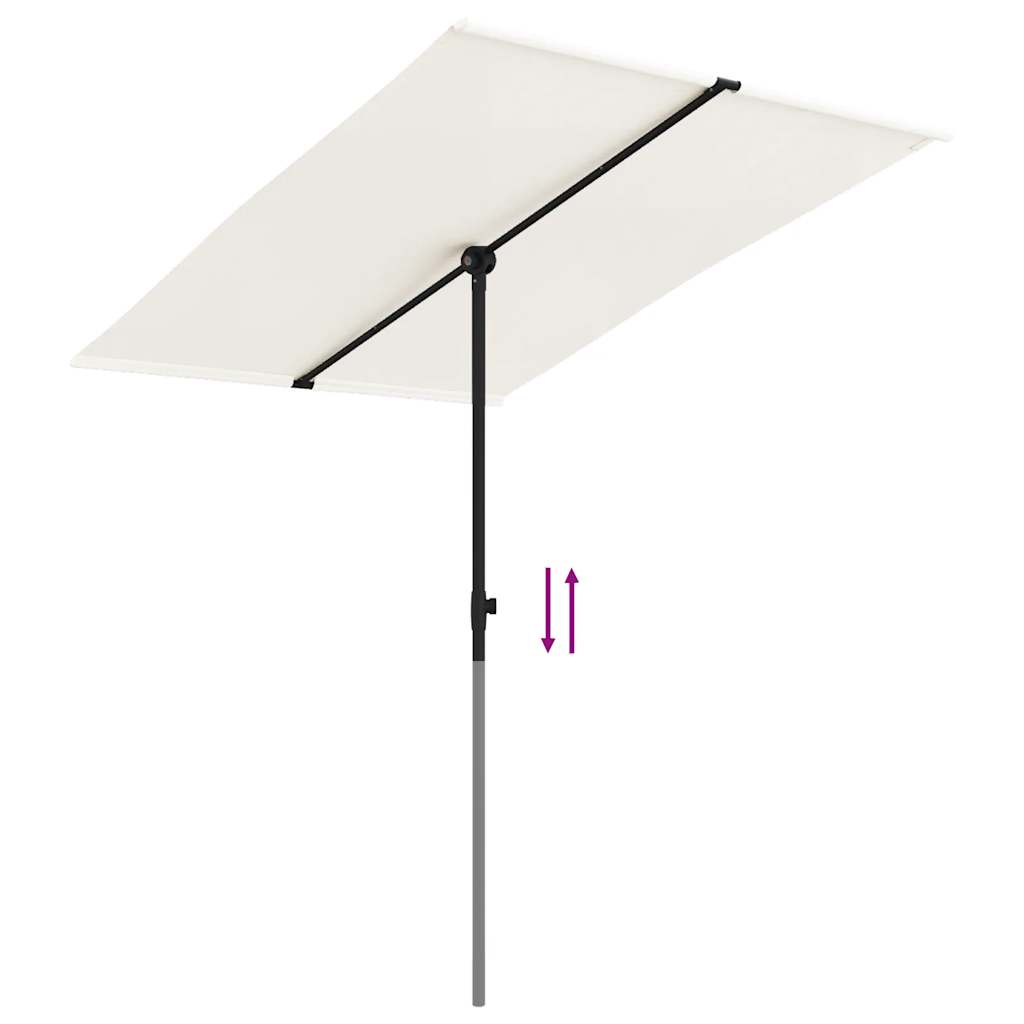 vidaXL Garden Parasol with Aluminium Pole 2x1.5 m Sand White