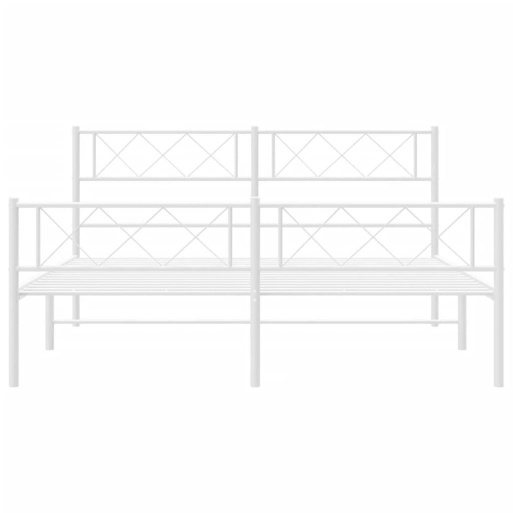 vidaXL Metal Bed Frame without Mattress with Footboard White 160x200 cm