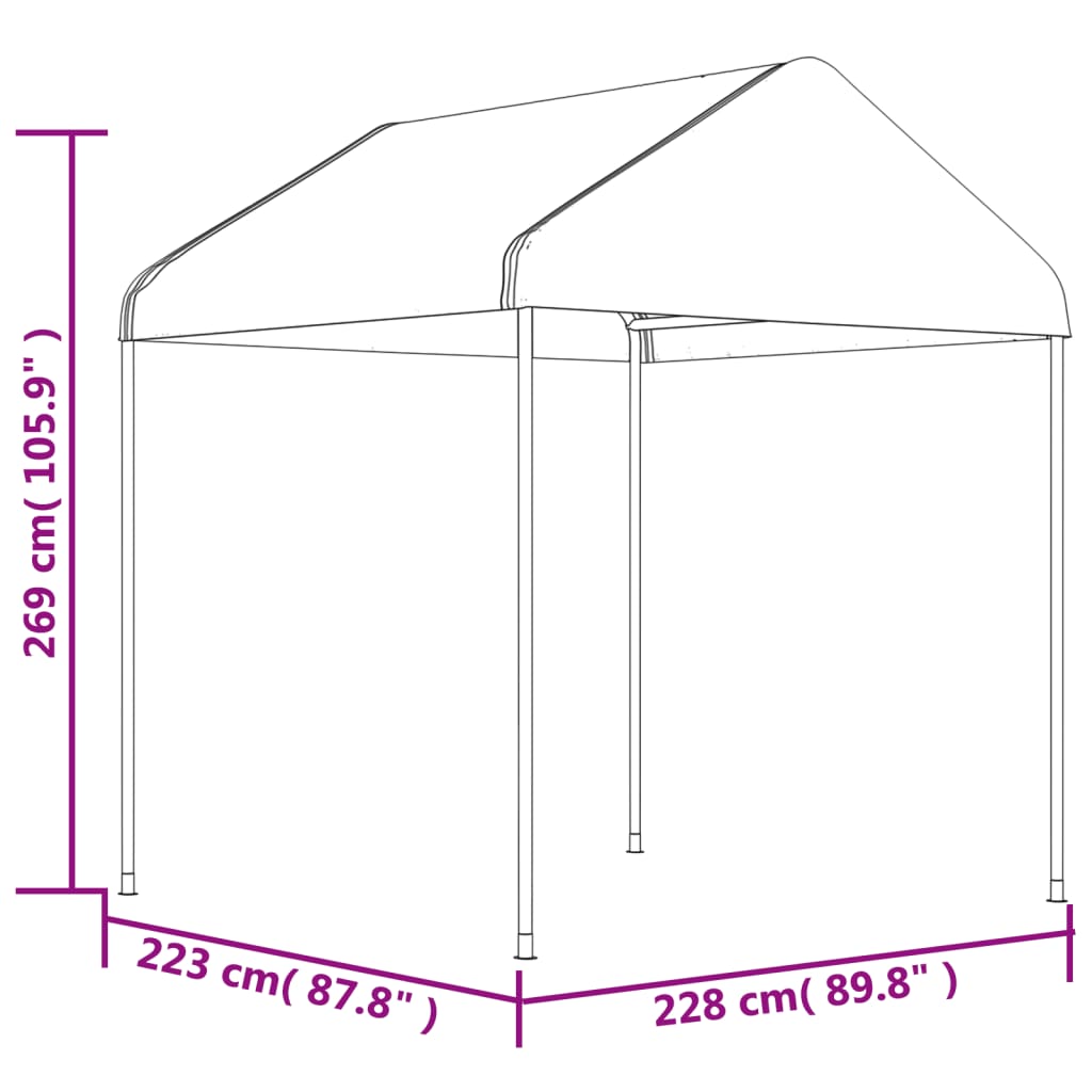 vidaXL Gazebo with Roof White 20.07x2.28x2.69 m Polyethylene