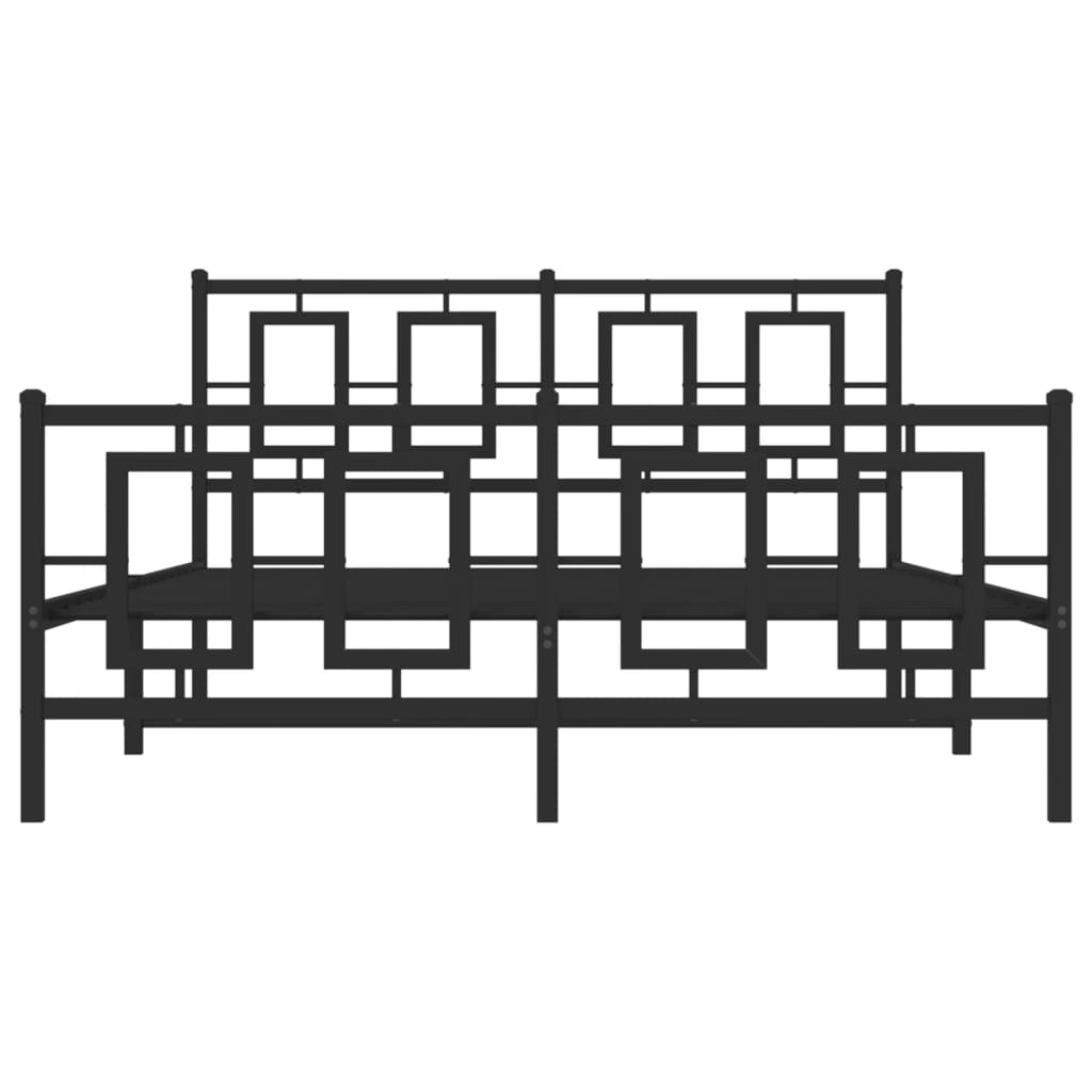 vidaXL Metal Bed Frame without Mattress with Footboard Black 135x190 cm Double