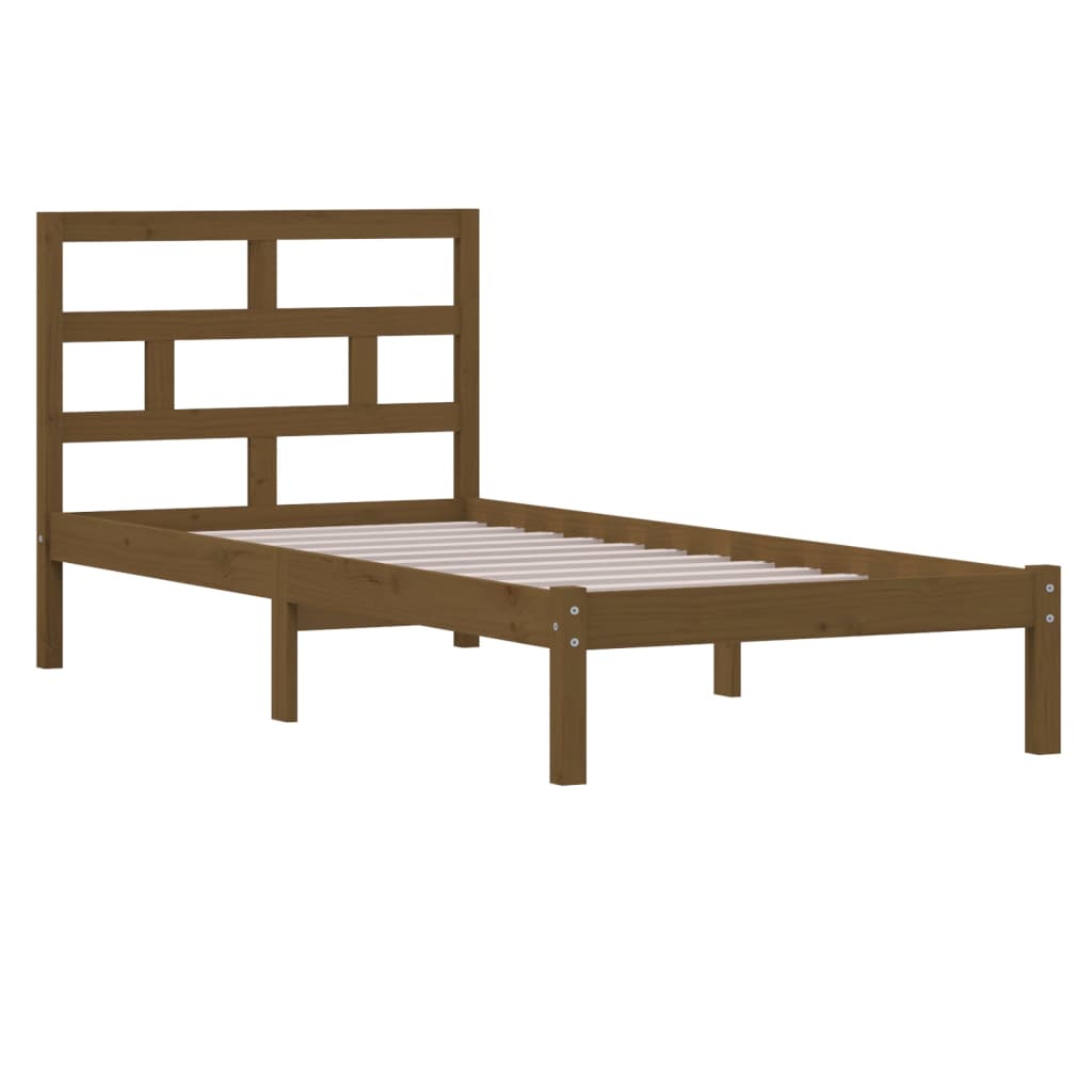 vidaXL Bed Frame without Mattress Honey Brown Solid Wood 100x200 cm (810010+814182)