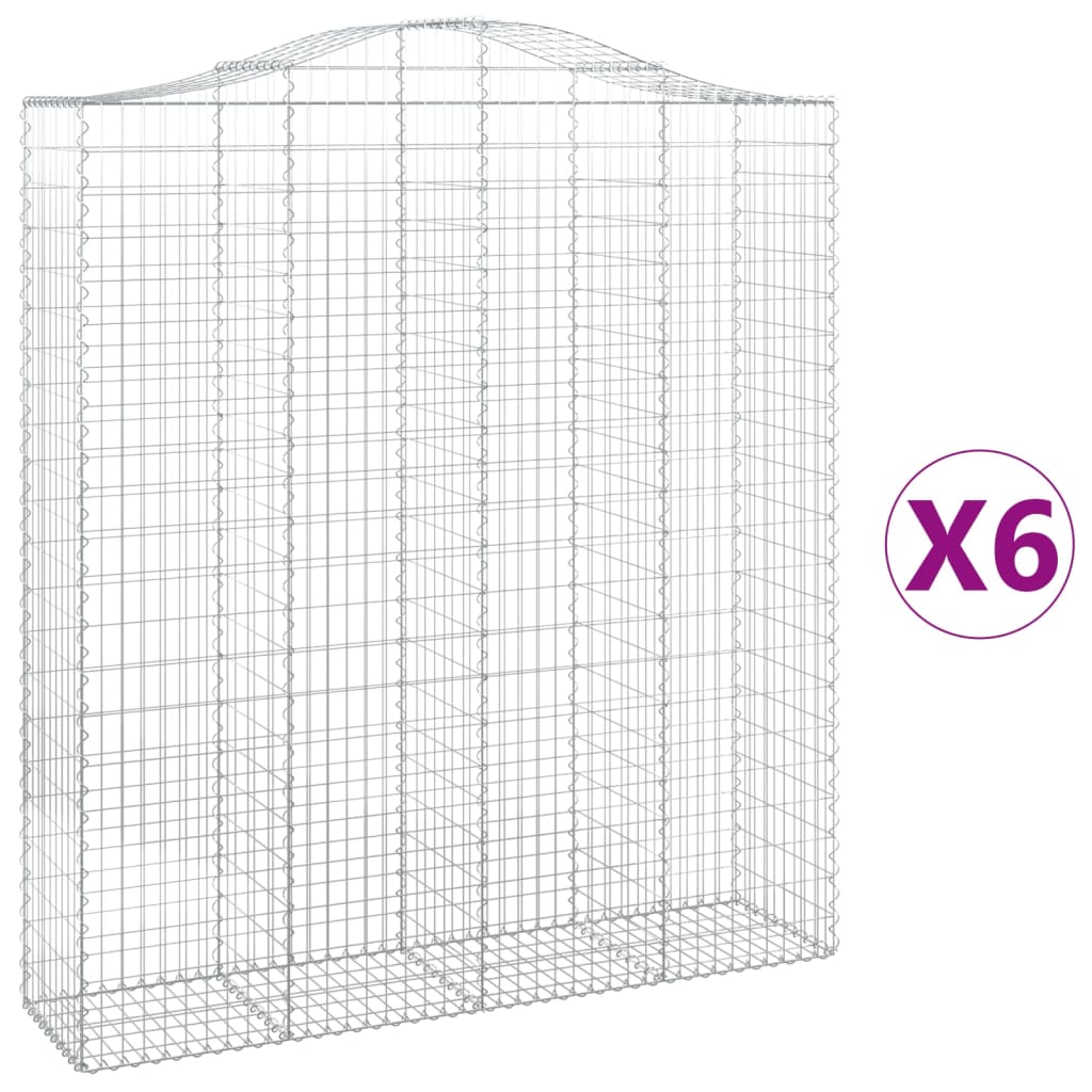 vidaXL Arched Gabion Baskets 6 pcs 200x50x220/240 cm Galvanised Iron