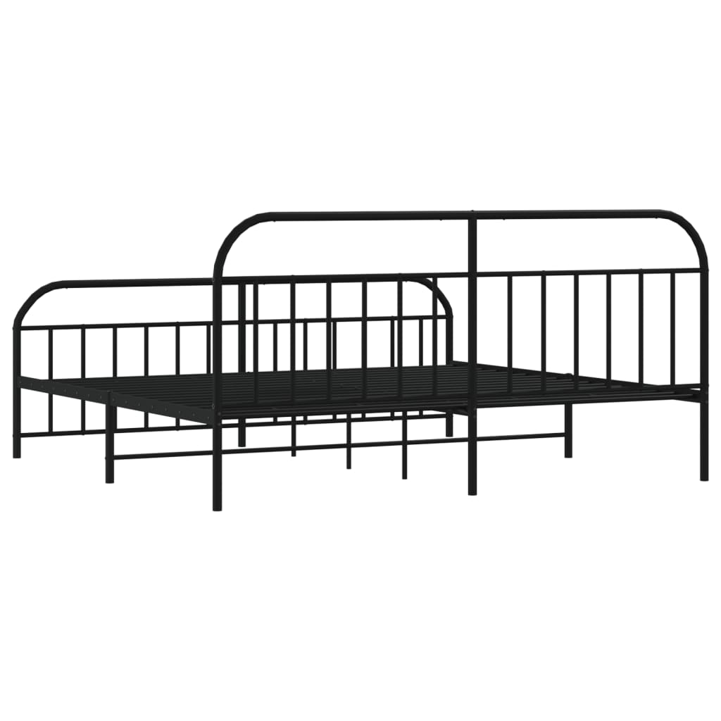 vidaXL Metal Bed Frame without Mattress with Footboard Black 193x203 cm