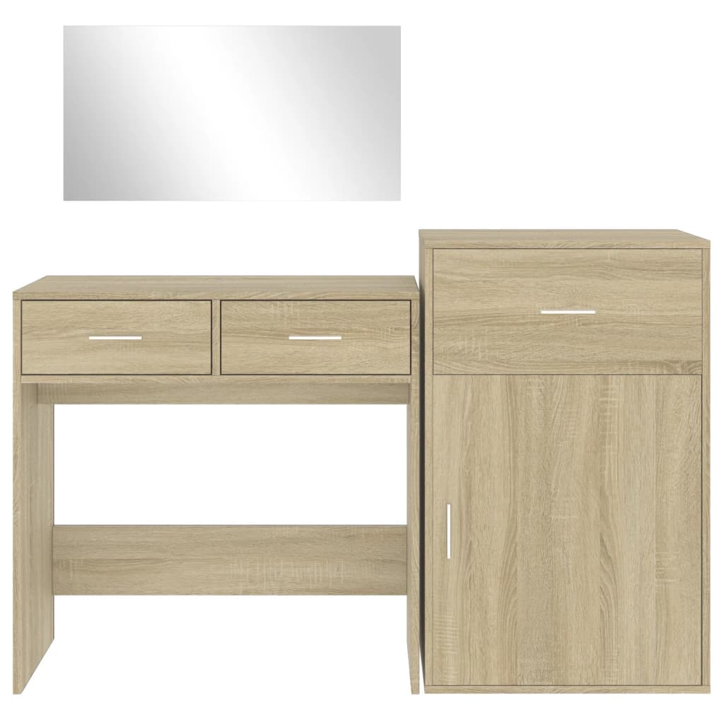 vidaXL 3 Piece Dressing Table Set Sonoma Oak Engineered Wood