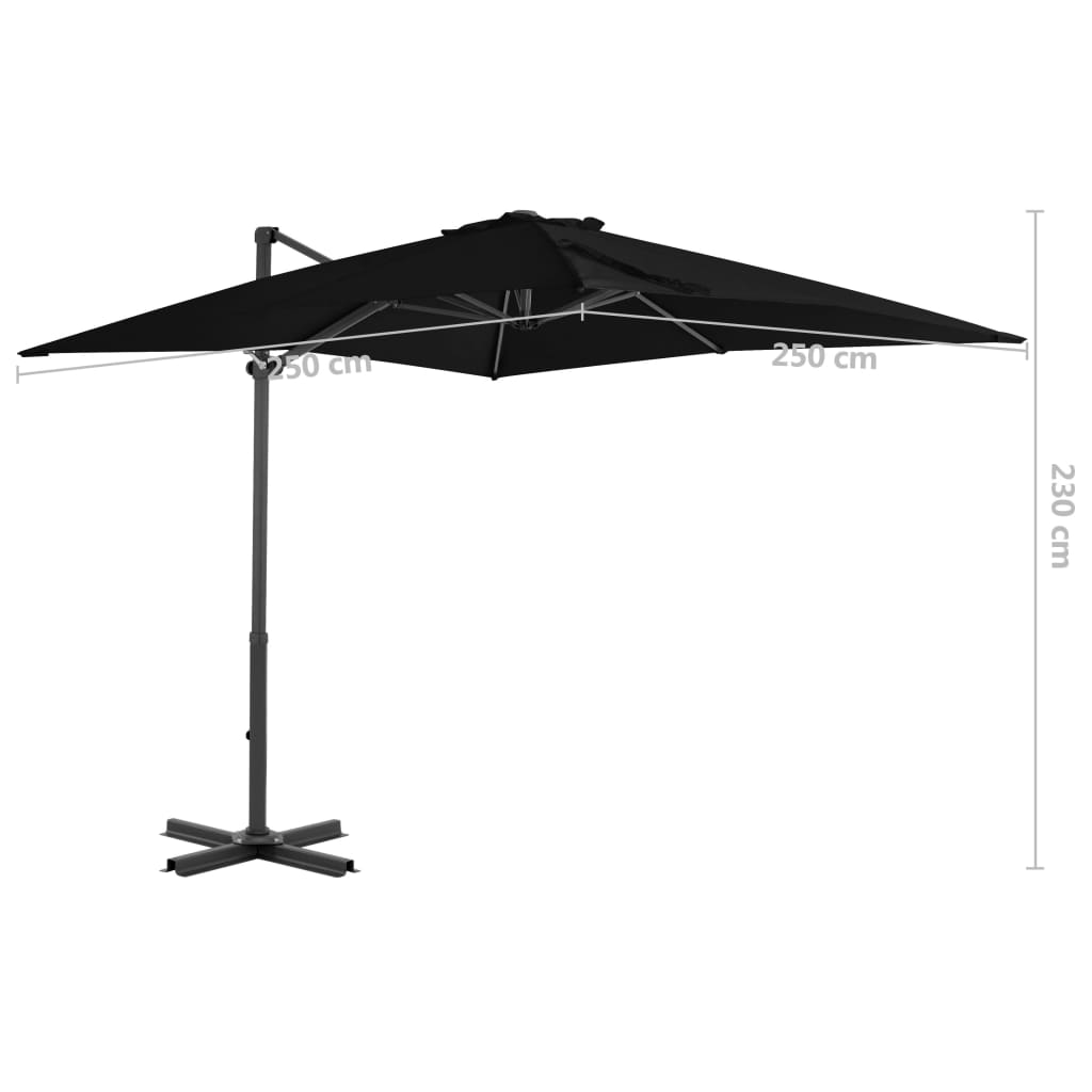 vidaXL Cantilever Garden Parasol with Aluminium Pole Black 250x250 cm