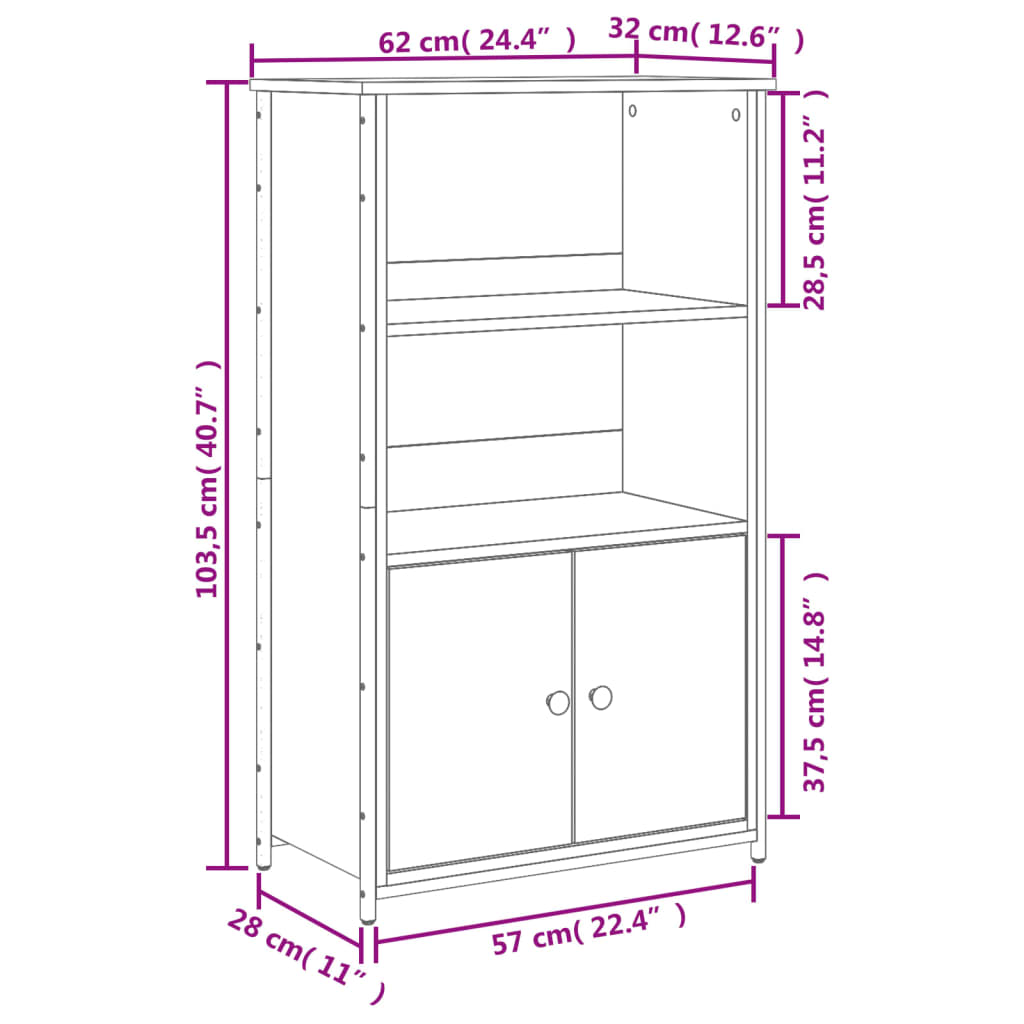 vidaXL Highboard Smoked Oak 62x32x103.5 cm Engineered Wood