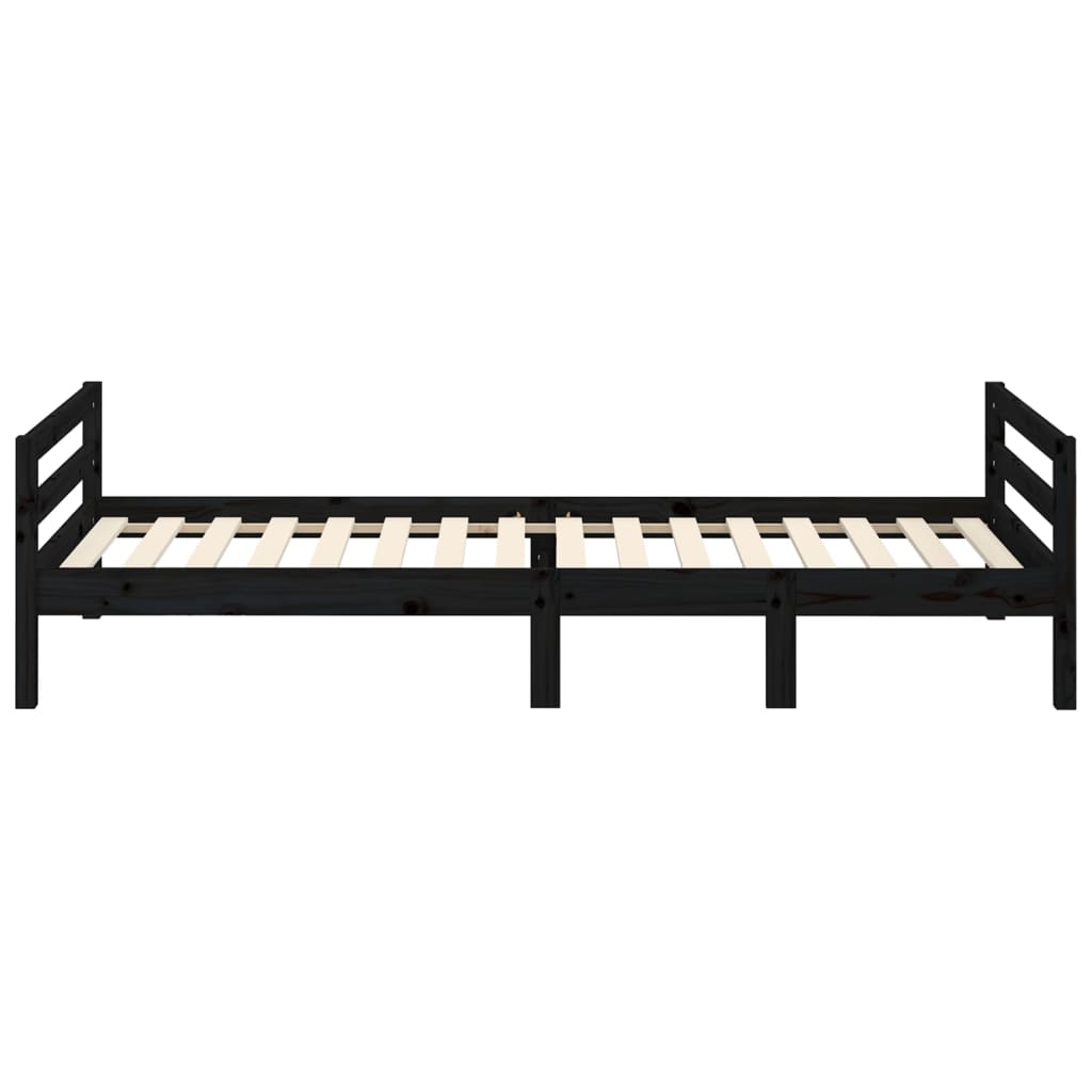 vidaXL Bed Frame without Mattress Black 75x190 cm Small Single Solid Wood Pine