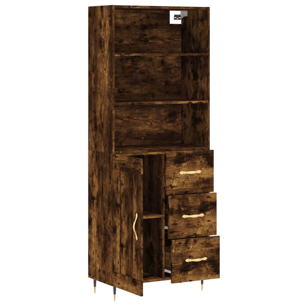 vidaXL Highboard Smoked Oak 69.5x34x180 cm Engineered Wood