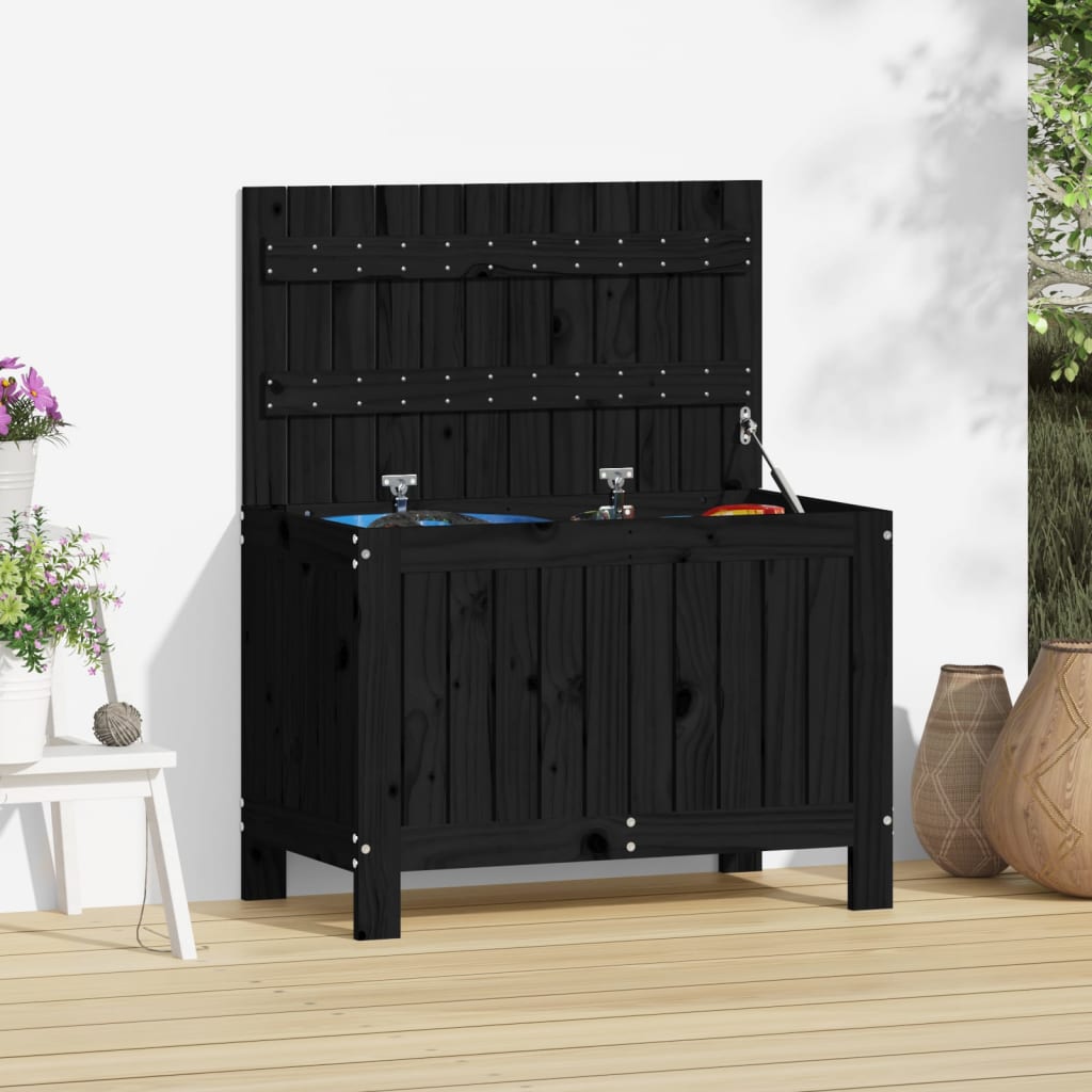 vidaXL Garden Storage Box Black 76x42.5x54 cm Solid Wood Pine