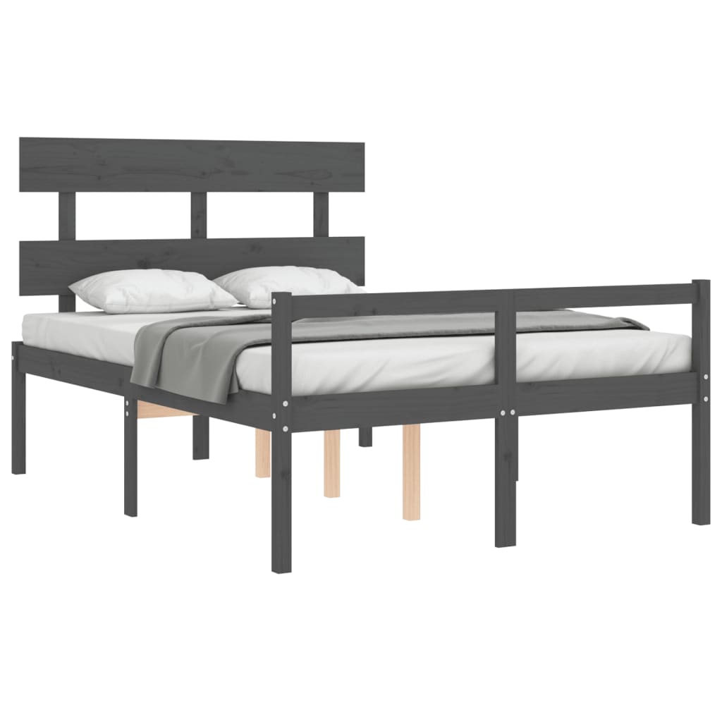 vidaXL Senior Bed without Mattress Grey Double Solid Wood