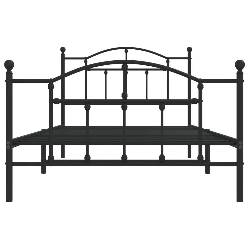 vidaXL Metal Bed Frame without Mattress with Footboard Black 100x200 cm