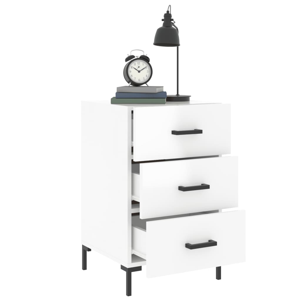 vidaXL Bedside Cabinet High Gloss White 40x40x66 cm Engineered Wood