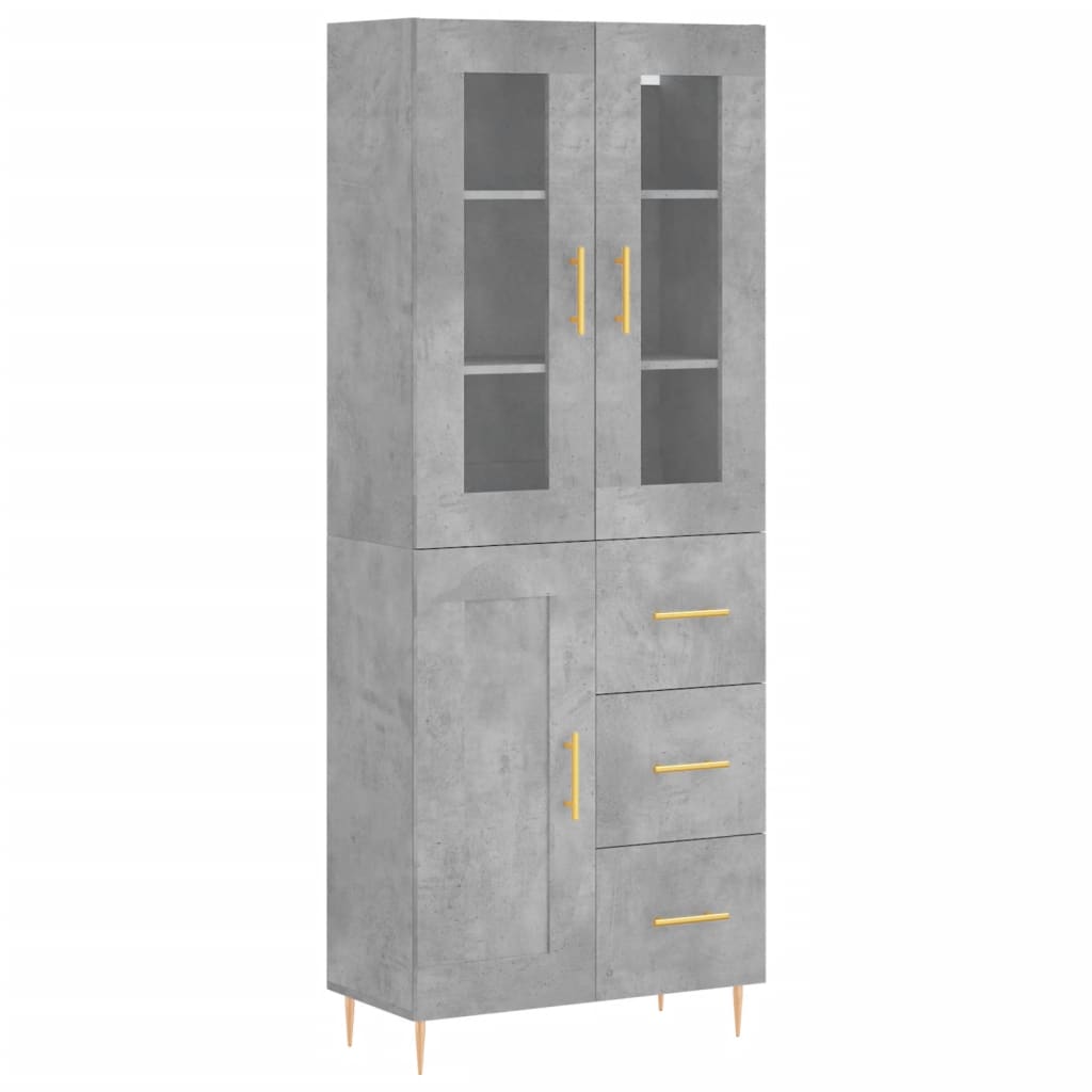 vidaXL Highboard Concrete Grey 69.5x34x180 cm Engineered Wood