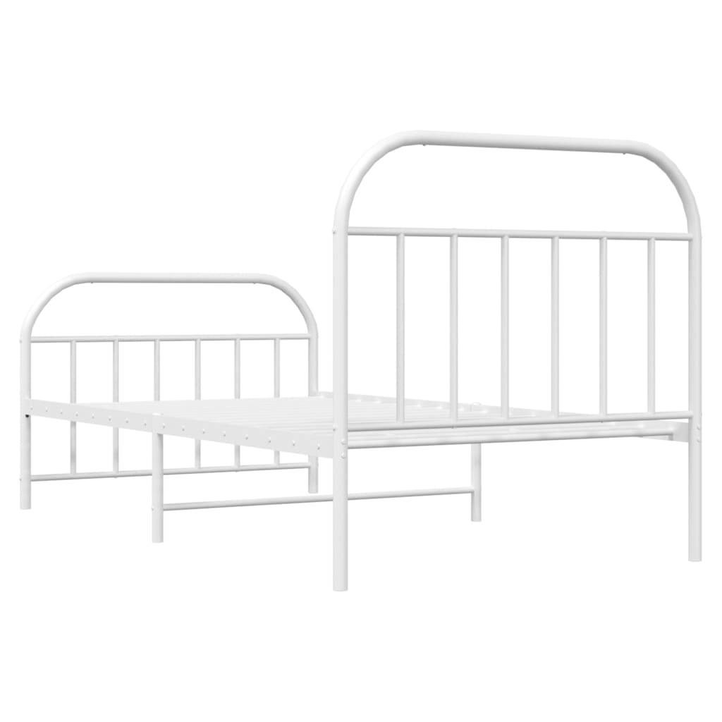 vidaXL Metal Bed Frame without Mattress with Footboard White 100x200 cm