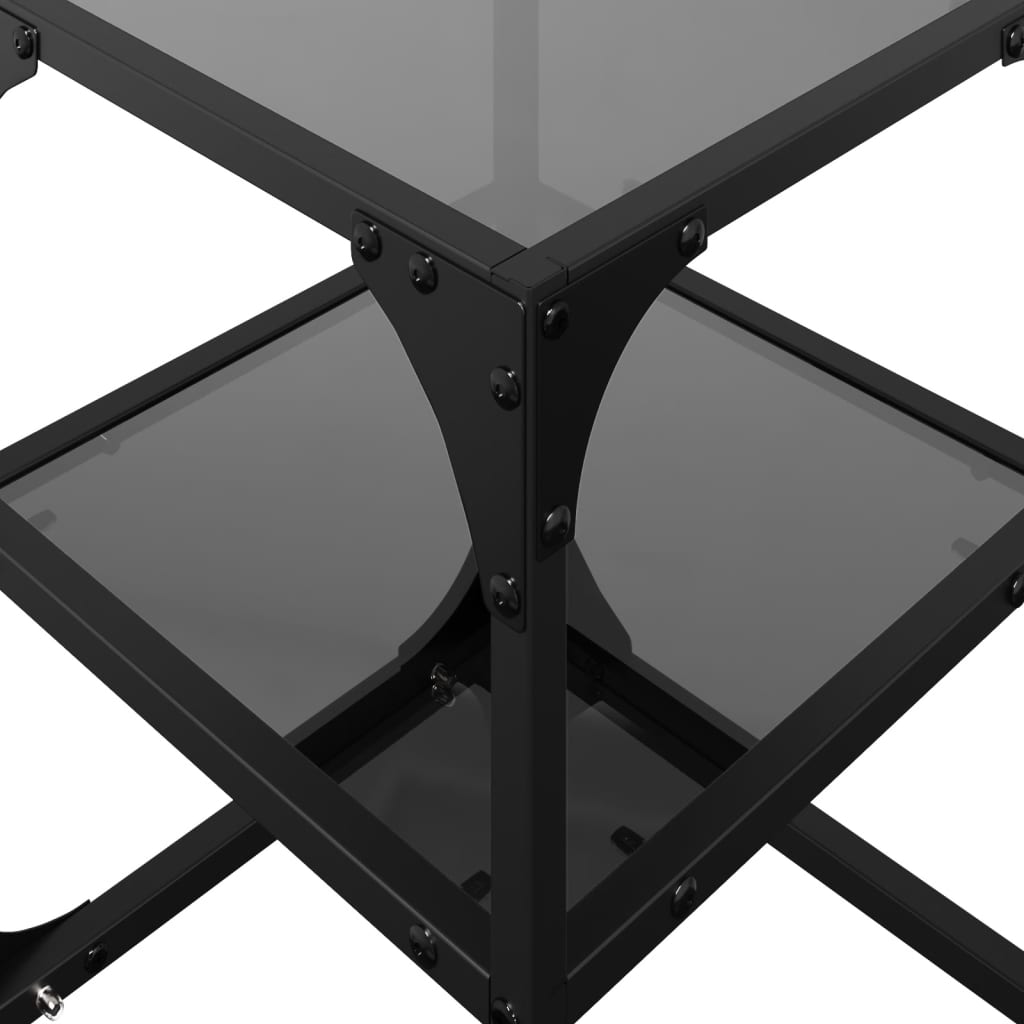 vidaXL Coffee Tables with Black Glass Top 2 pcs 30x30x45 cm Steel