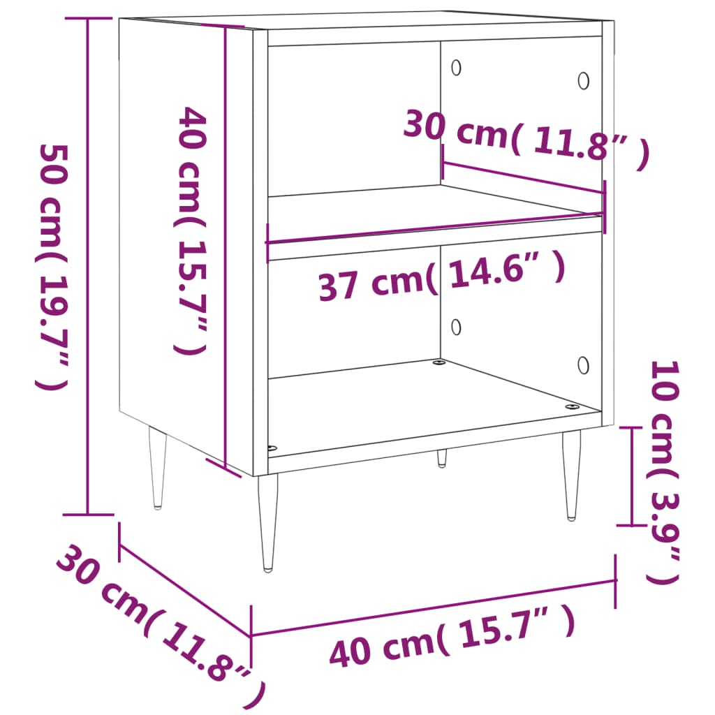 vidaXL Bedside Cabinet Concrete Grey 40x30x50 cm Engineered Wood