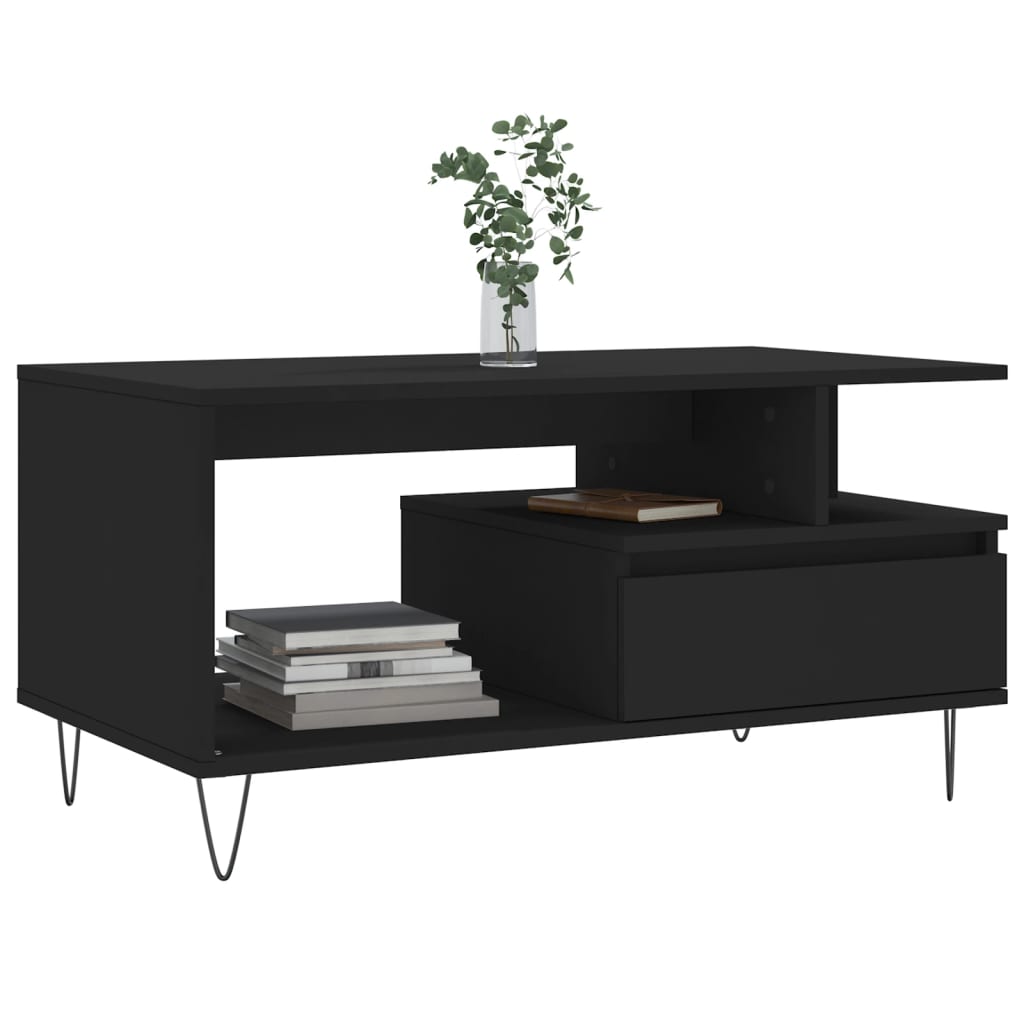 vidaXL Coffee Table Black 90x49x45 cm Engineered Wood