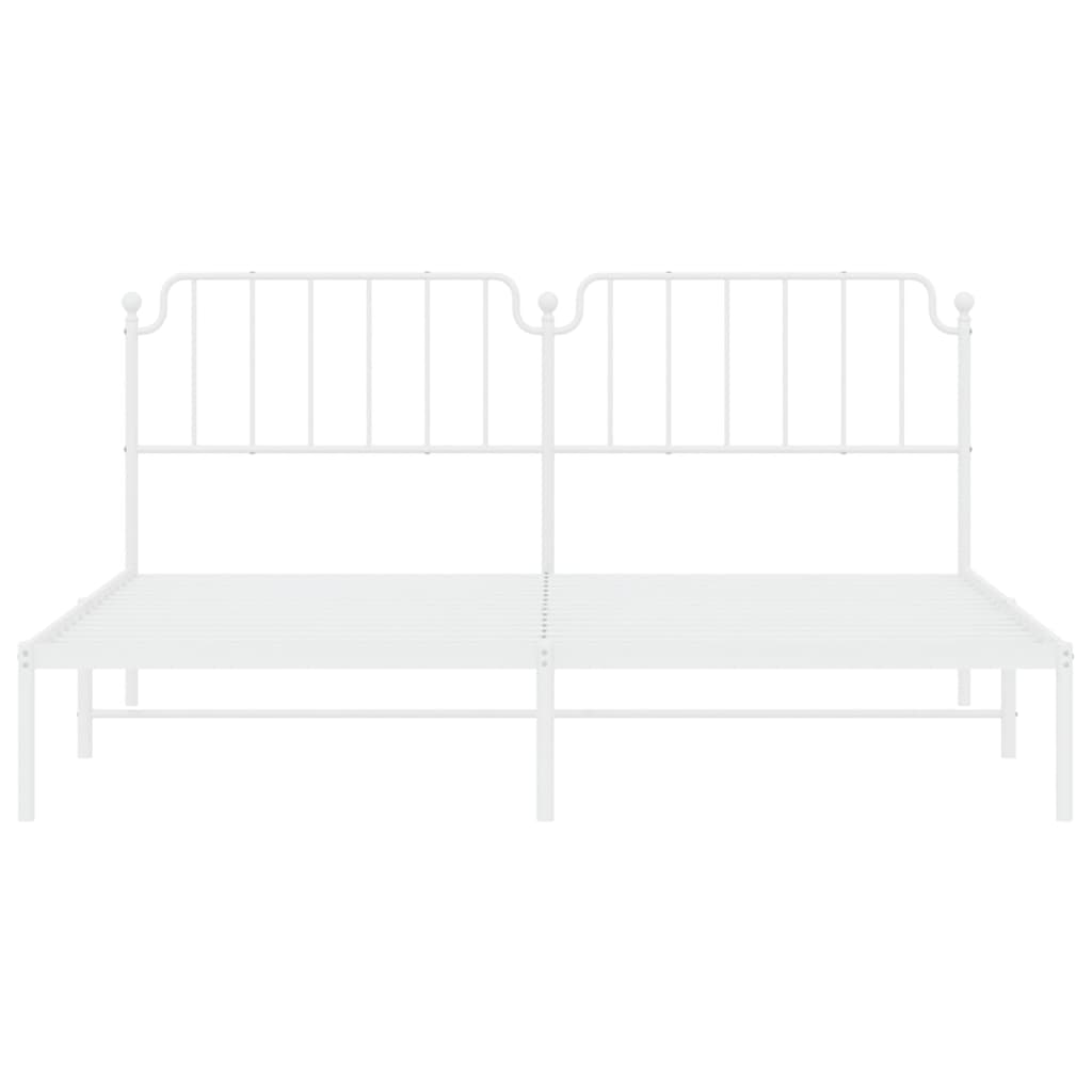 vidaXL Metal Bed Frame without Mattress with Headboard White 193x203 cm