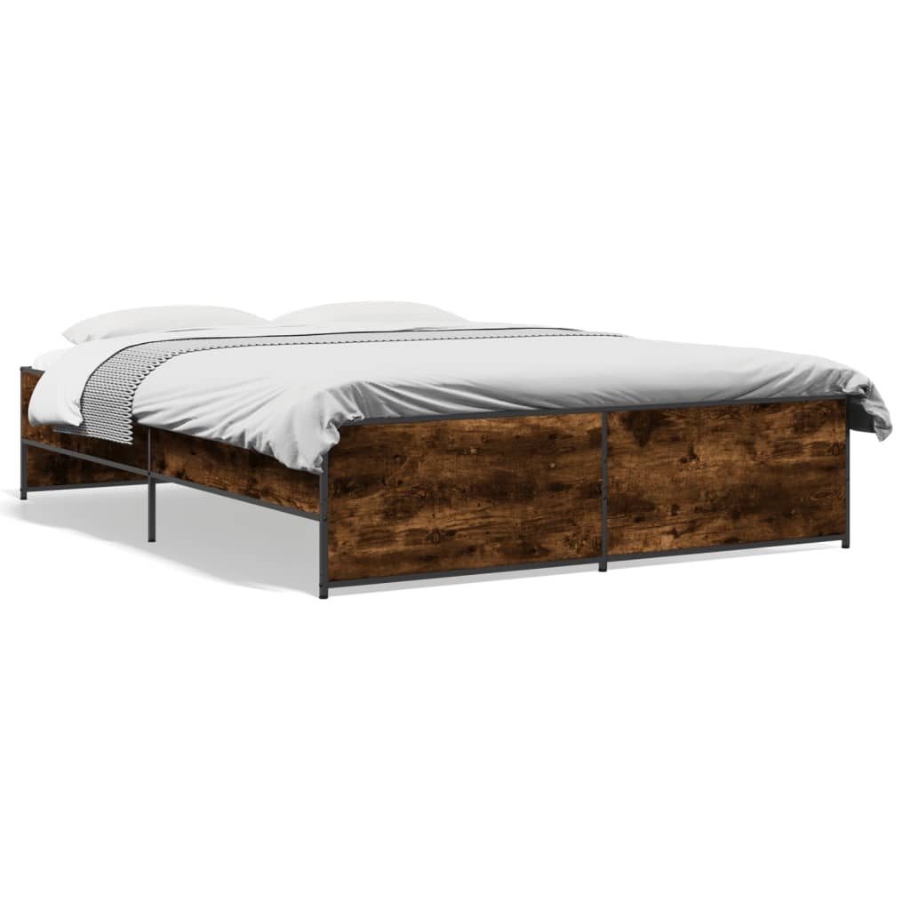 vidaXL Bed Frame without Mattress Smoked Oak 150x200 cm King Size