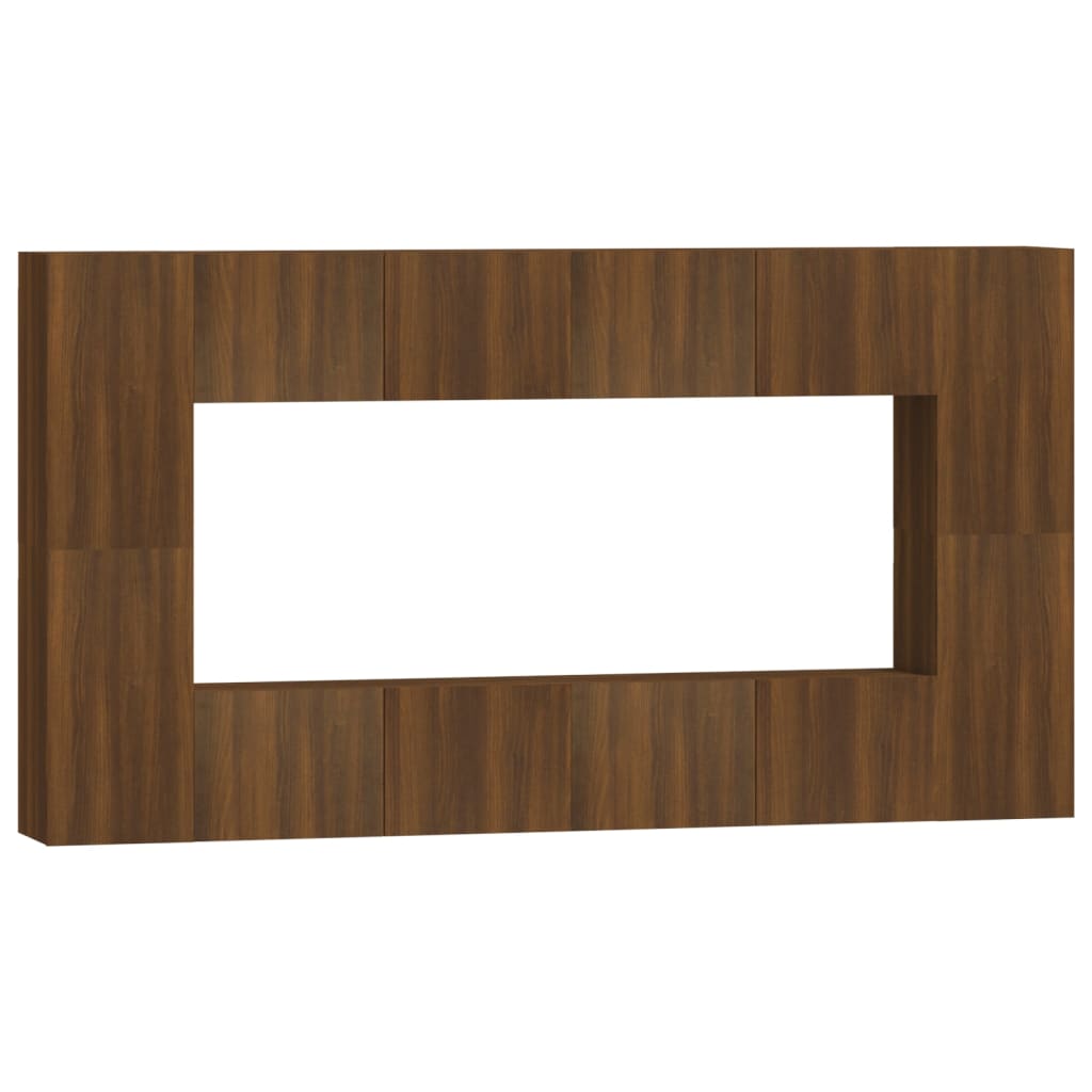 vidaXL 8 Piece TV Cabinet Set Brown Oak Engineered Wood