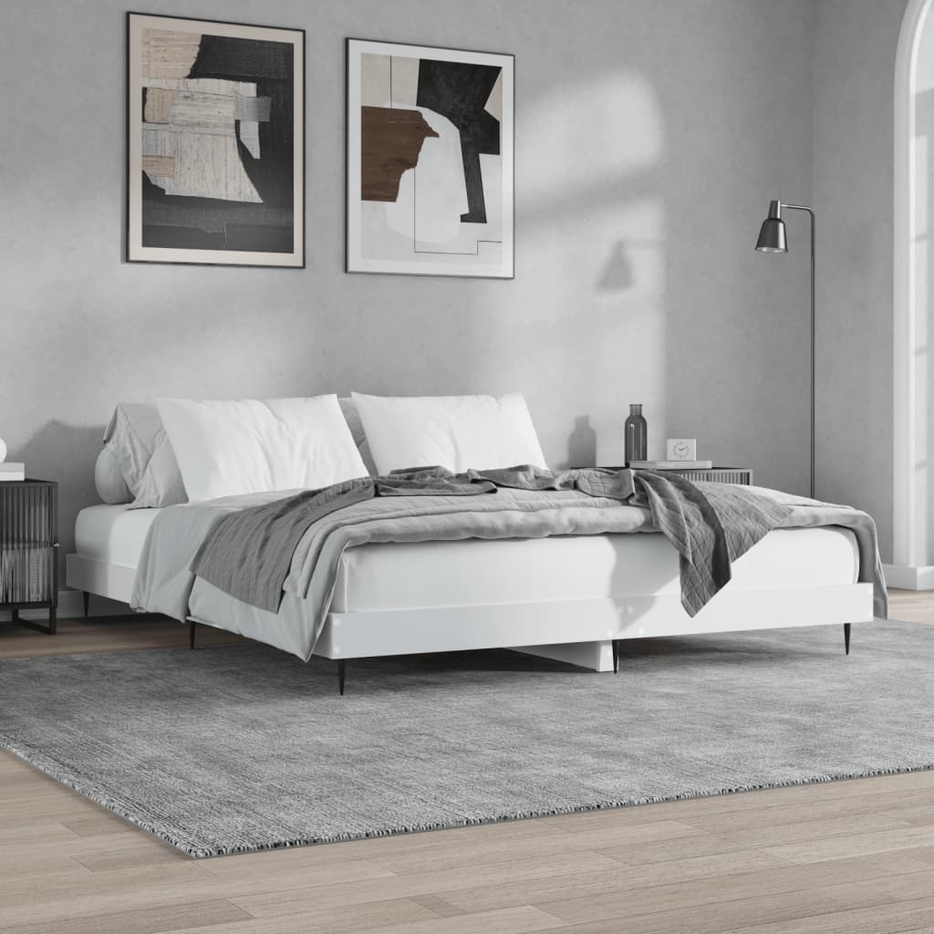 vidaXL Bed Frame without Mattress White 200x200 cm Engineered Wood