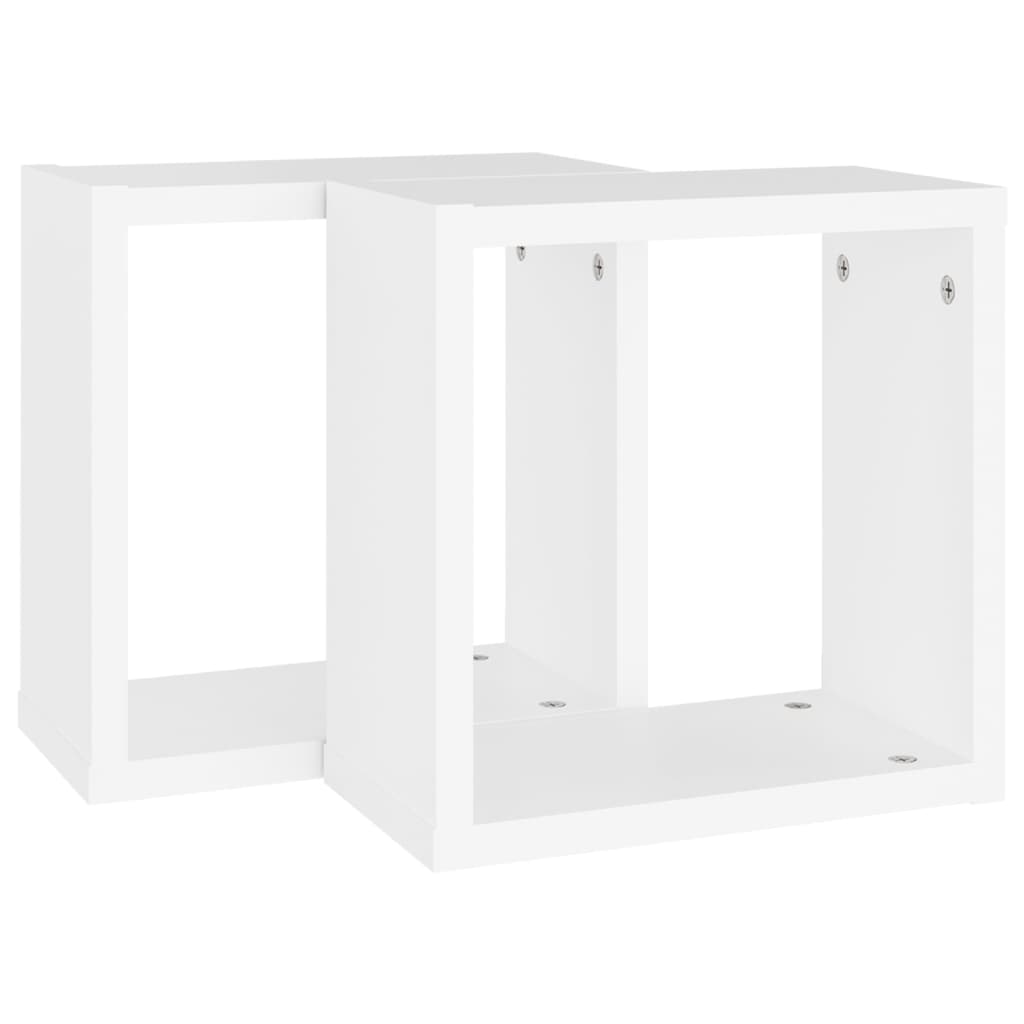 vidaXL Wall Cube Shelves 2 pcs White 30x15x30 cm